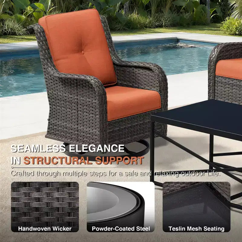 UPTIOT Salon de jardin 4 pièces avec chaises pivotantes à bascule