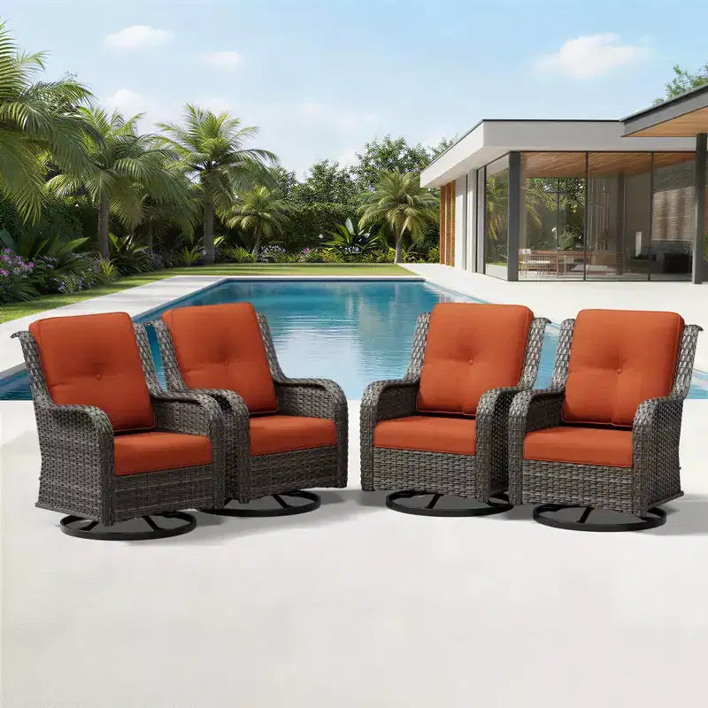 UPTIOT Salon de jardin 4 pièces avec chaises pivotantes à bascule