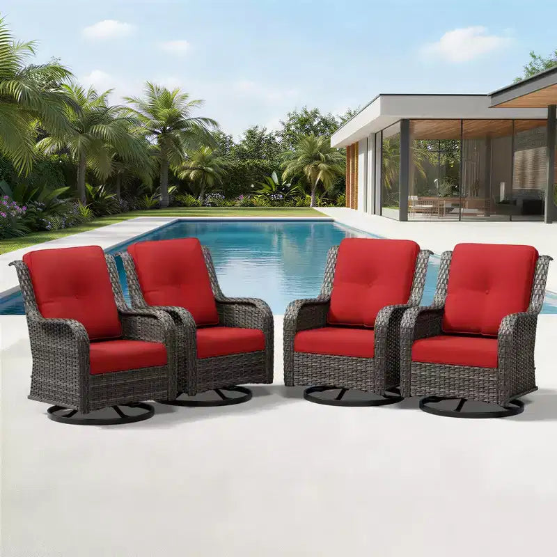 UPTIOT Salon de jardin 4 pièces avec chaises pivotantes à bascule