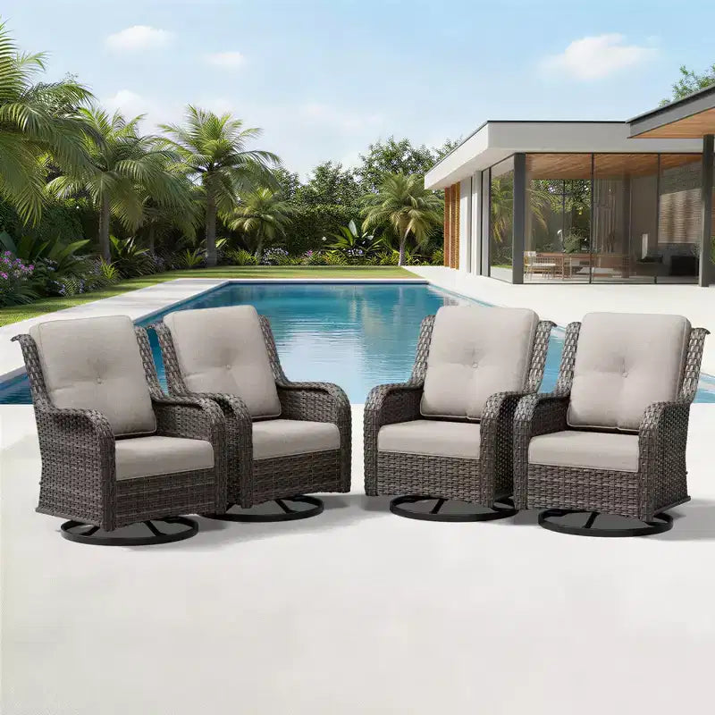 UPTIOT Salon de jardin 4 pièces avec chaises pivotantes à bascule