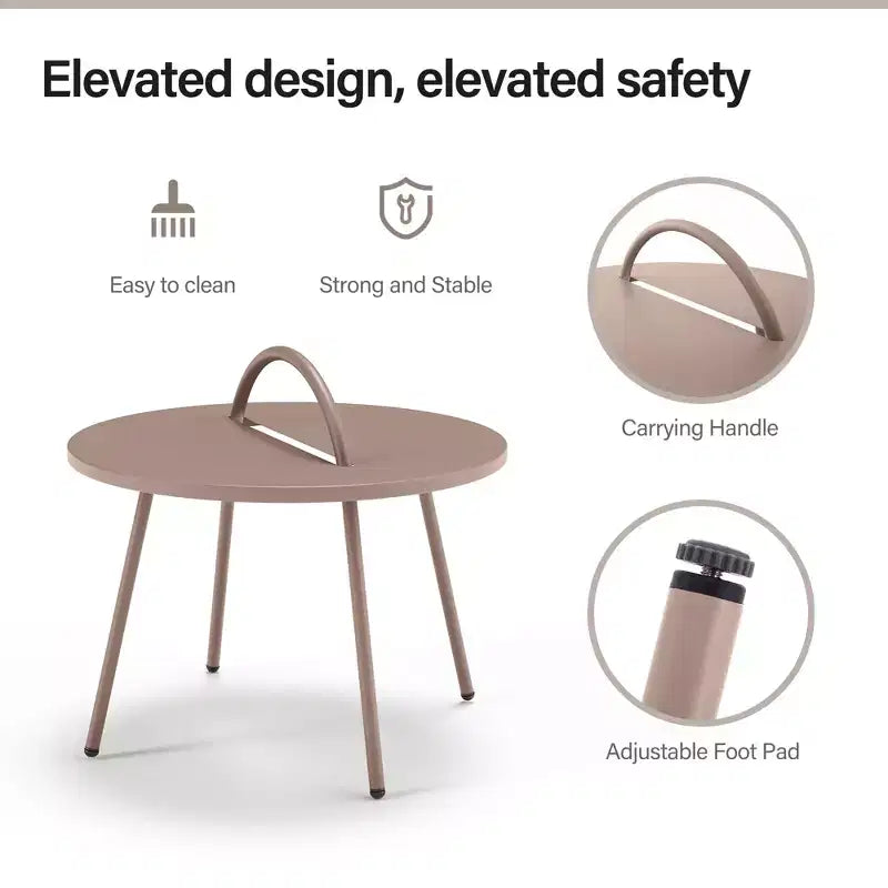 LAUSAINT HOME Ensemble de mobilier de patio 4 pièces, ensemble de mobilier d'extérieur bohème respirant tressé en corde avec causeuse et table basse portable