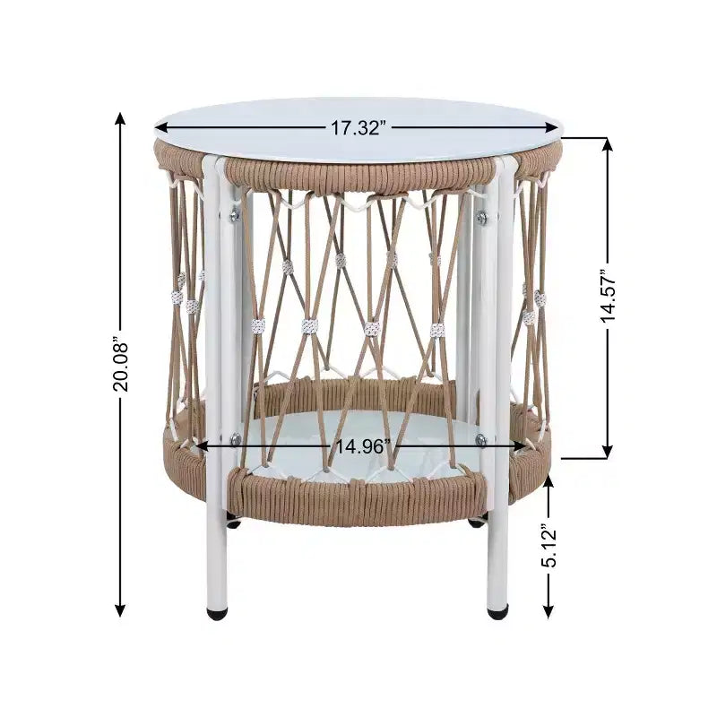 Ensemble de mobilier de patio bohème 3 pièces avec 2 chaises longues et une table d'appoint en verre, ensemble de conversation extérieur pour jardin ou piscine-Panipeachy