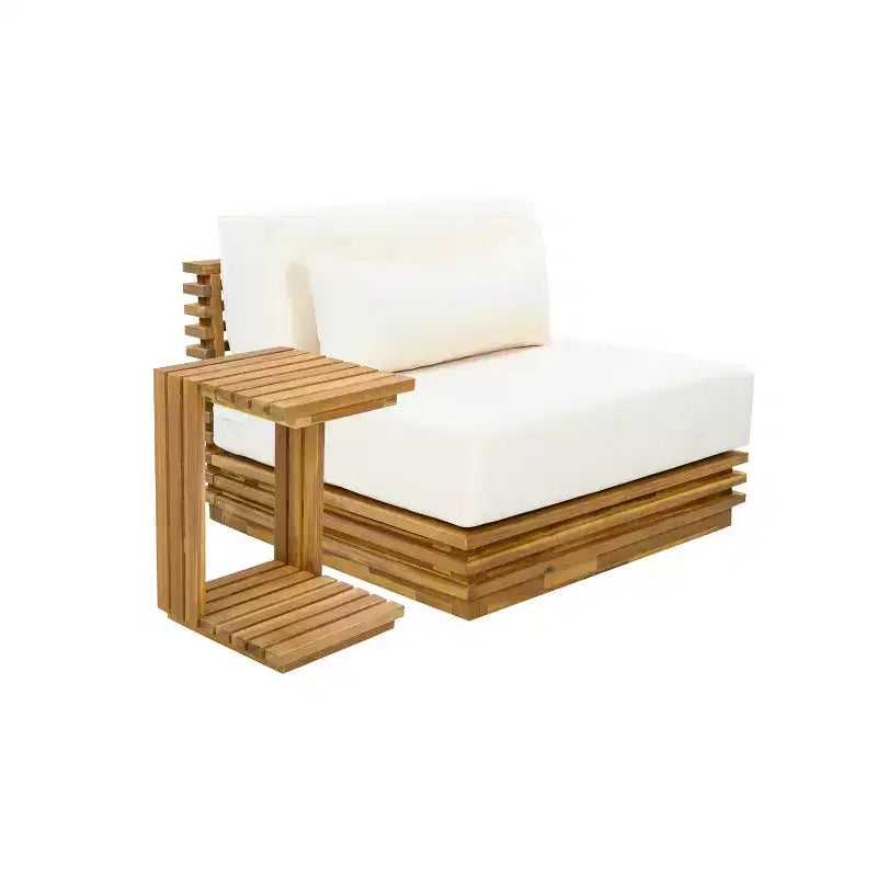 Christopher Knight Home Weston Ensemble de conversation 2 pièces moderne en bois d'acacia avec fauteuil de club et table d'appoint avec coussins