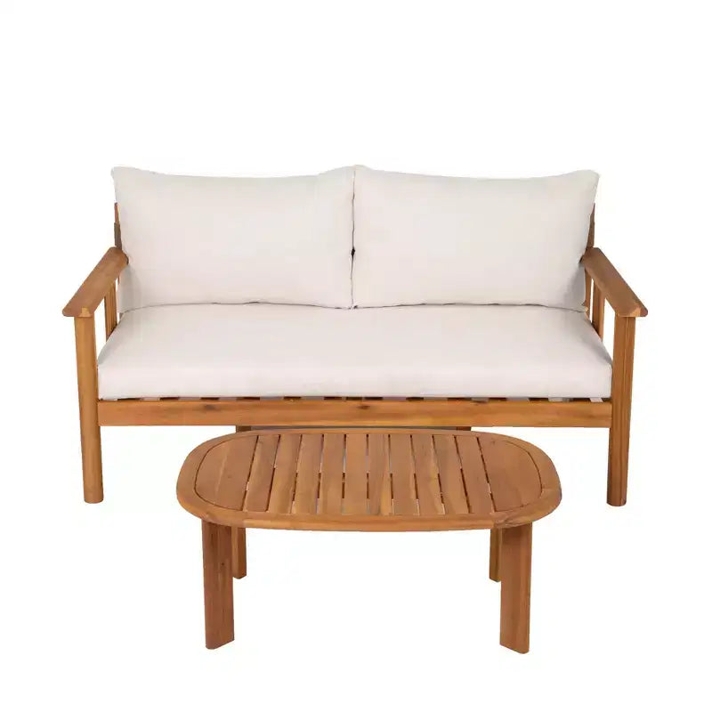 Christopher Knight Home Chanan, ensemble de 2 sièges modernes en bois d'acacia avec table à lattes et causeuse