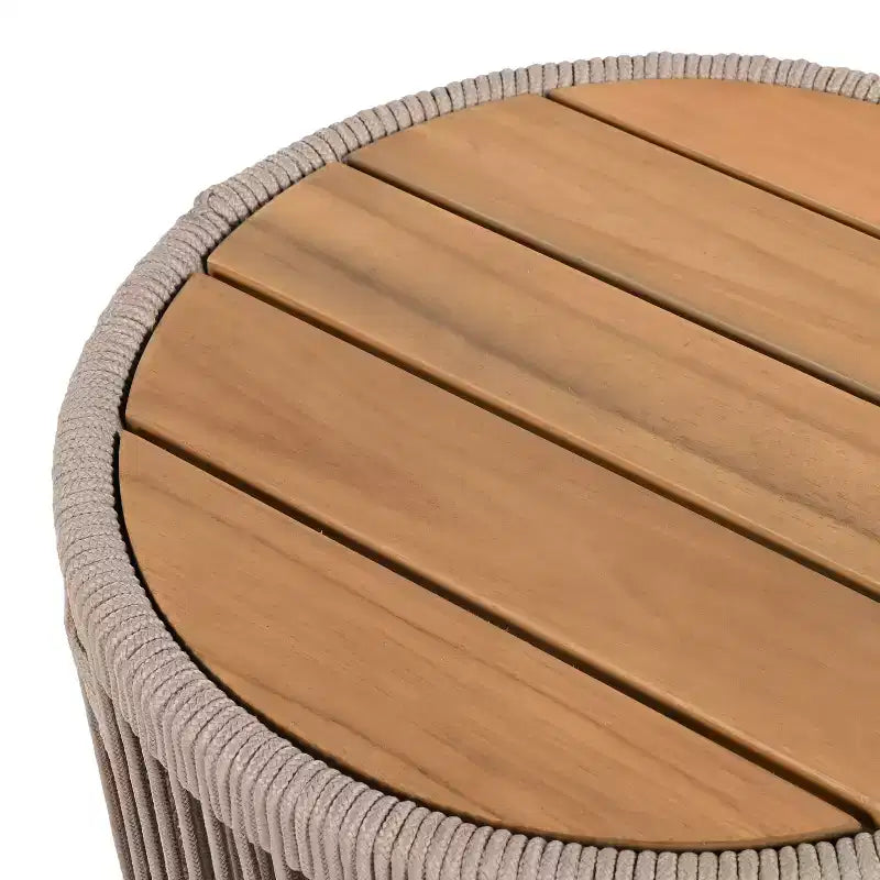 Christopher Knight Home Mason Ensemble de conversation moderne bohème 3 pièces avec chaises pivotantes en bois d'acacia et corde et table d'appoint ronde