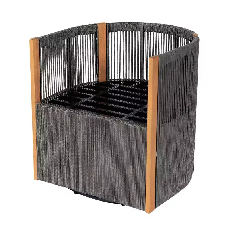 Christopher Knight Home Mason Ensemble de conversation moderne bohème 3 pièces avec chaises pivotantes en bois d'acacia et corde et table d'appoint ronde