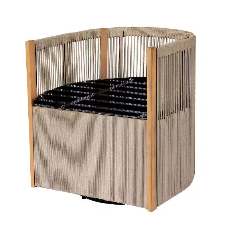 Christopher Knight Home Mason Ensemble de conversation moderne bohème 3 pièces avec chaises pivotantes en bois d'acacia et corde et table d'appoint ronde