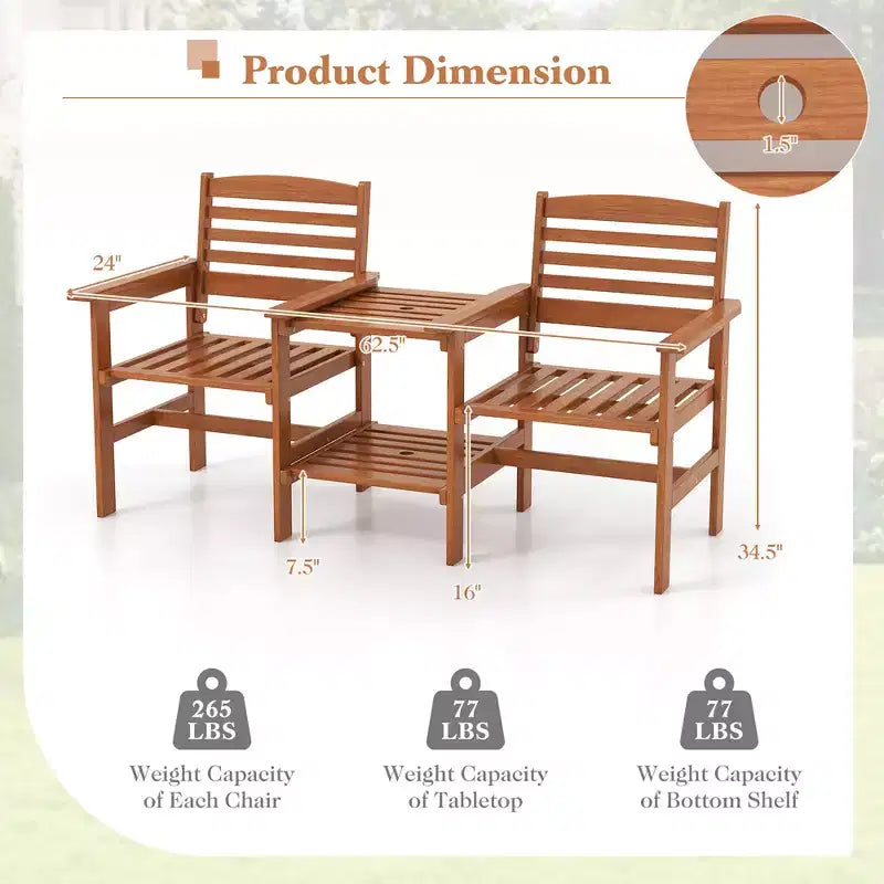 Canapé de patio extérieur Costway avec table basse et trou pour parasol pour jardin au bord de la piscine
