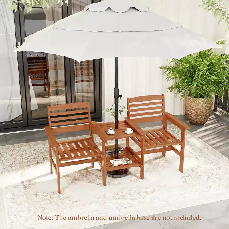Canapé de patio extérieur Costway avec table basse et trou pour parasol pour jardin au bord de la piscine