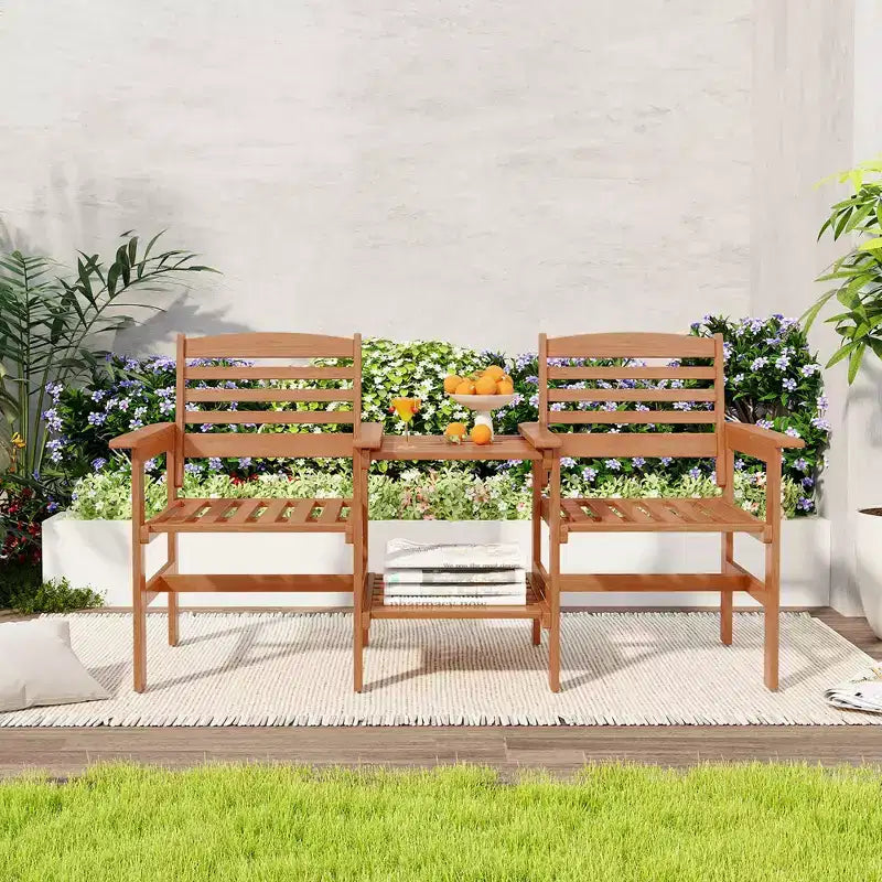 Canapé de patio extérieur Costway avec table basse et trou pour parasol pour jardin au bord de la piscine