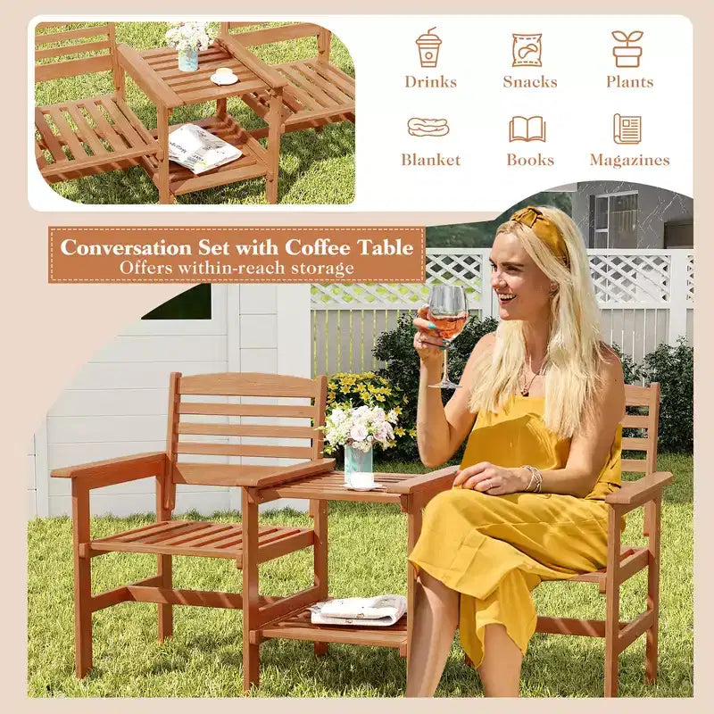 Canapé de patio extérieur Costway avec table basse et trou pour parasol pour jardin au bord de la piscine