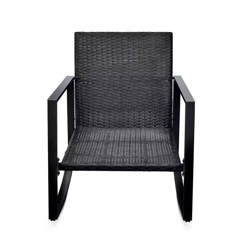 Ensemble de conversation d'extérieur 3 pièces Whisen : 2 fauteuils à bascule de patio avec coussin et 1 table – Bleu