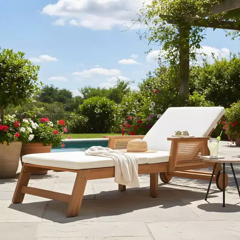 Christopher Knight Home Chalida Ensemble 2 pièces moderne transat et table d'appoint en bois d'acacia avec dossier 3 positions