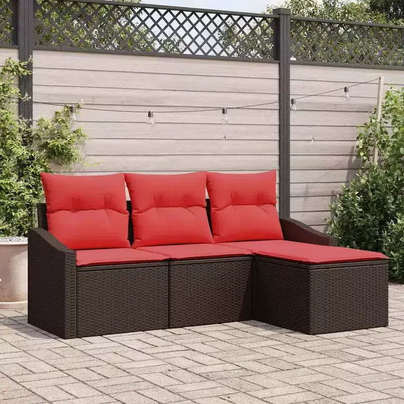 vidaXL Salon de jardin 4 pcs Marron Résine tressée