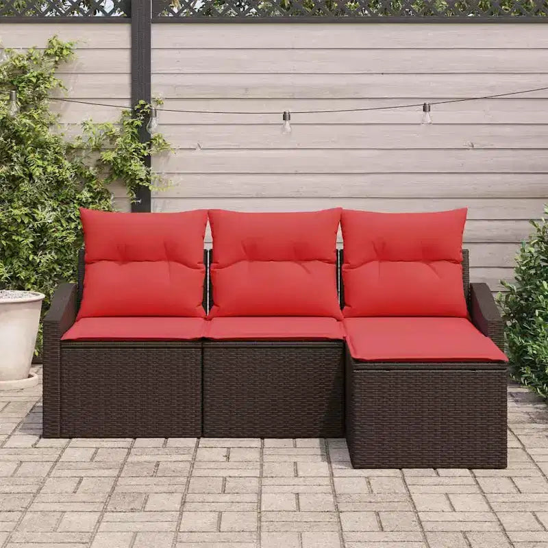 vidaXL Salon de jardin 4 pcs Marron Résine tressée