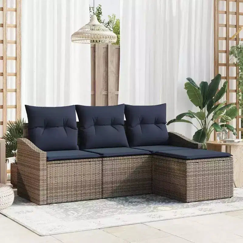 vidaXL Salon de jardin 4 pcs Marron Résine tressée