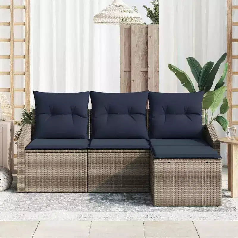 vidaXL Salon de jardin 4 pcs Marron Résine tressée