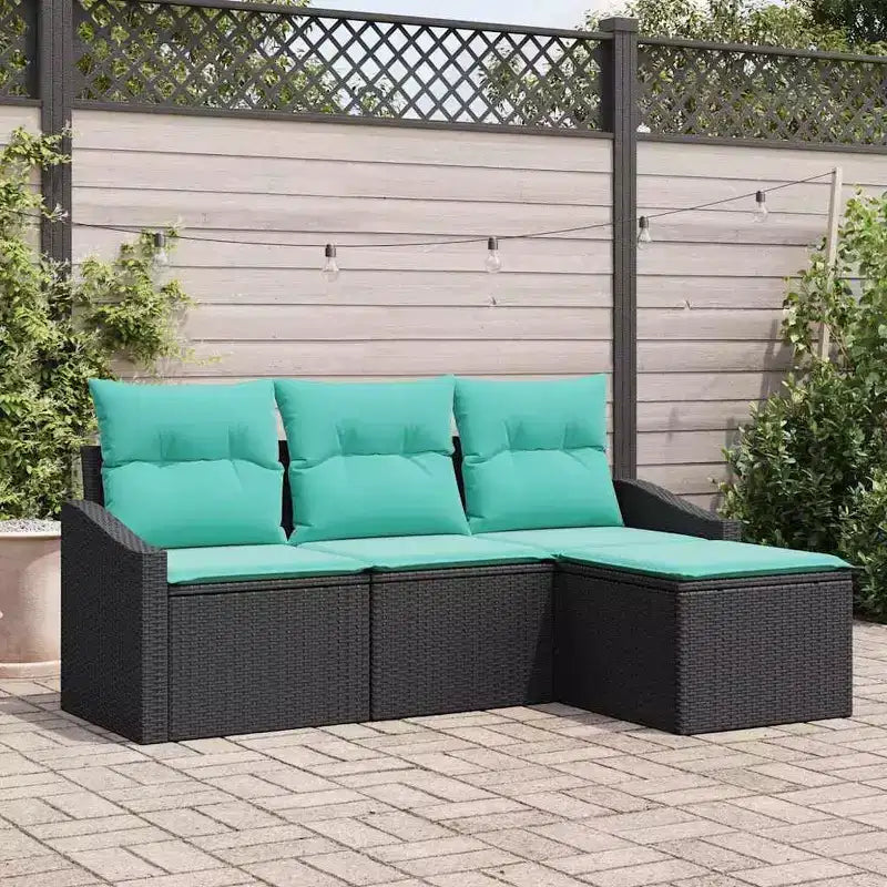 vidaXL Salon de jardin 4 pcs Marron Résine tressée