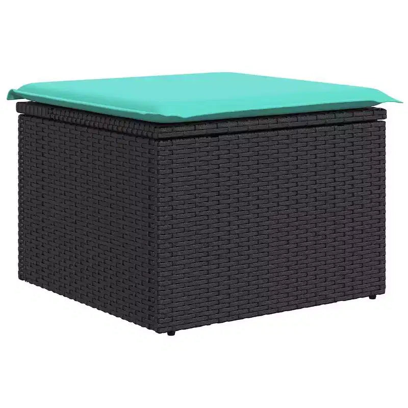 vidaXL Salon de jardin 6 pcs Noir et turquoise 264 x 154 x 85 cm - Noir et turquoise Sans table