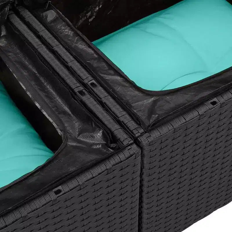 vidaXL Salon de jardin 6 pcs Noir et turquoise 264 x 154 x 85 cm - Noir et turquoise Sans table
