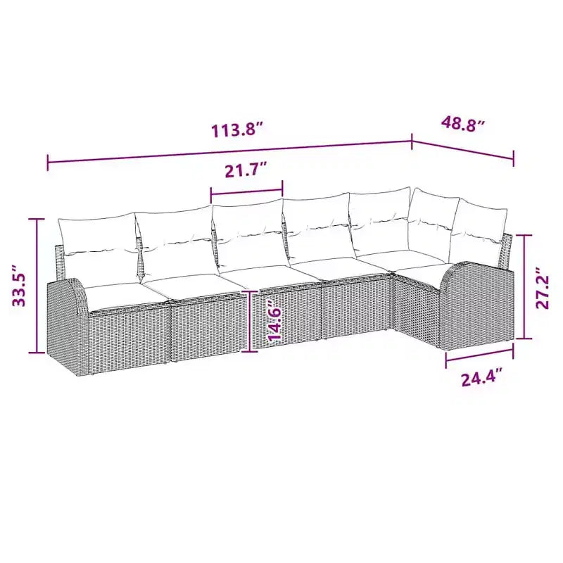 vidaXL Ensemble de canapés de jardin 6 pcs en résine tressée noir et turquoise - Noir et turquoise sans table