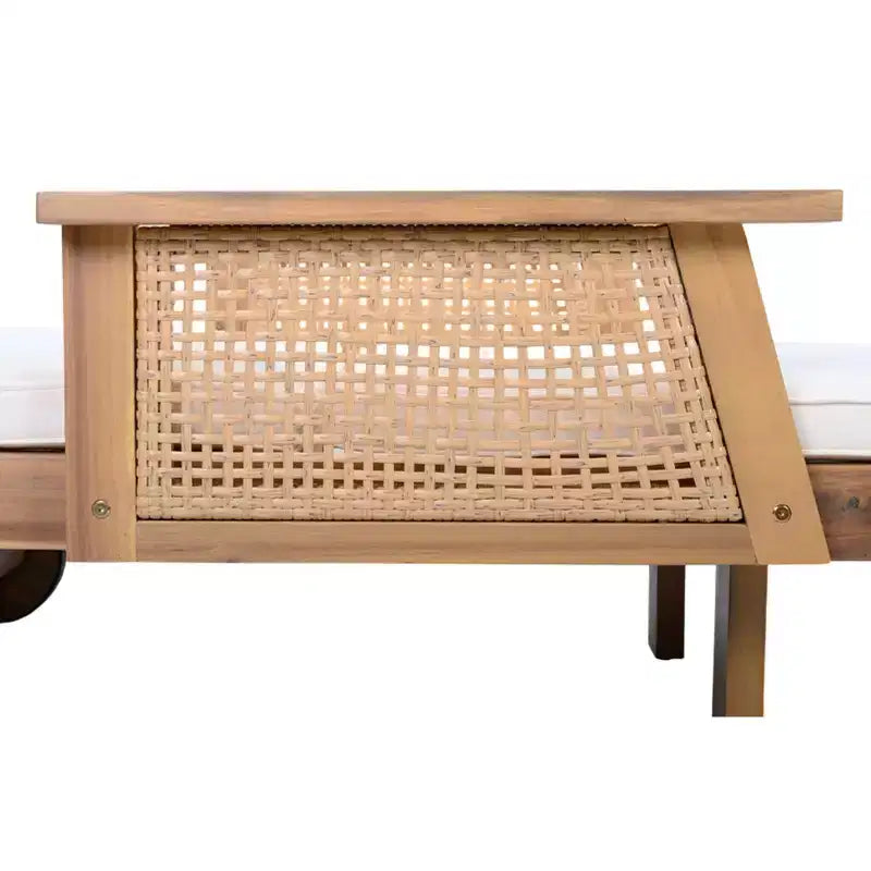 Christopher Knight Home Wei Ensemble moderne 2 pièces de chaise longue de patio en acacia et table d'appoint avec design en osier