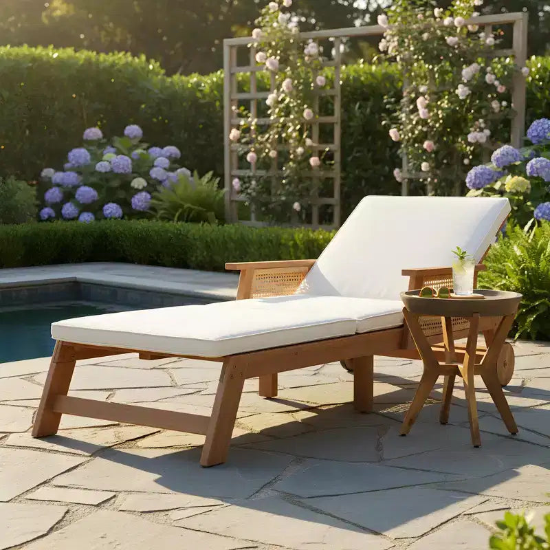 Christopher Knight Home Wei Ensemble moderne 2 pièces de chaise longue de patio en acacia et table d'appoint avec design en osier