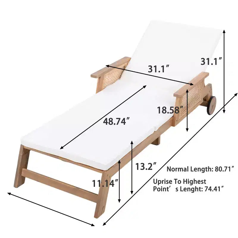 Christopher Knight Home Wei Ensemble moderne 2 pièces de chaise longue de patio en acacia et table d'appoint avec design en osier