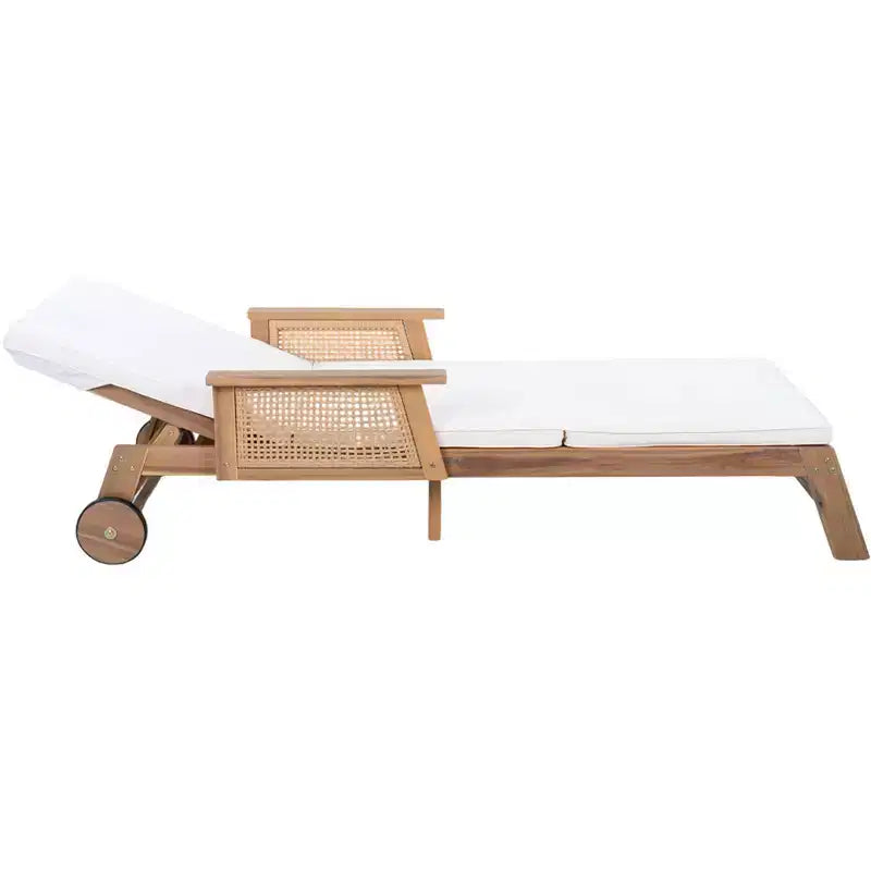 Christopher Knight Home Wei Ensemble moderne 2 pièces de chaise longue de patio en acacia et table d'appoint avec design en osier