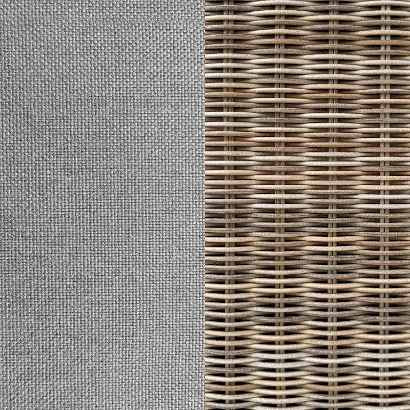 Canapé de patio en rotin tressé toutes saisons Martha Stewart, 2 chaises, table basse – Gris patiné
