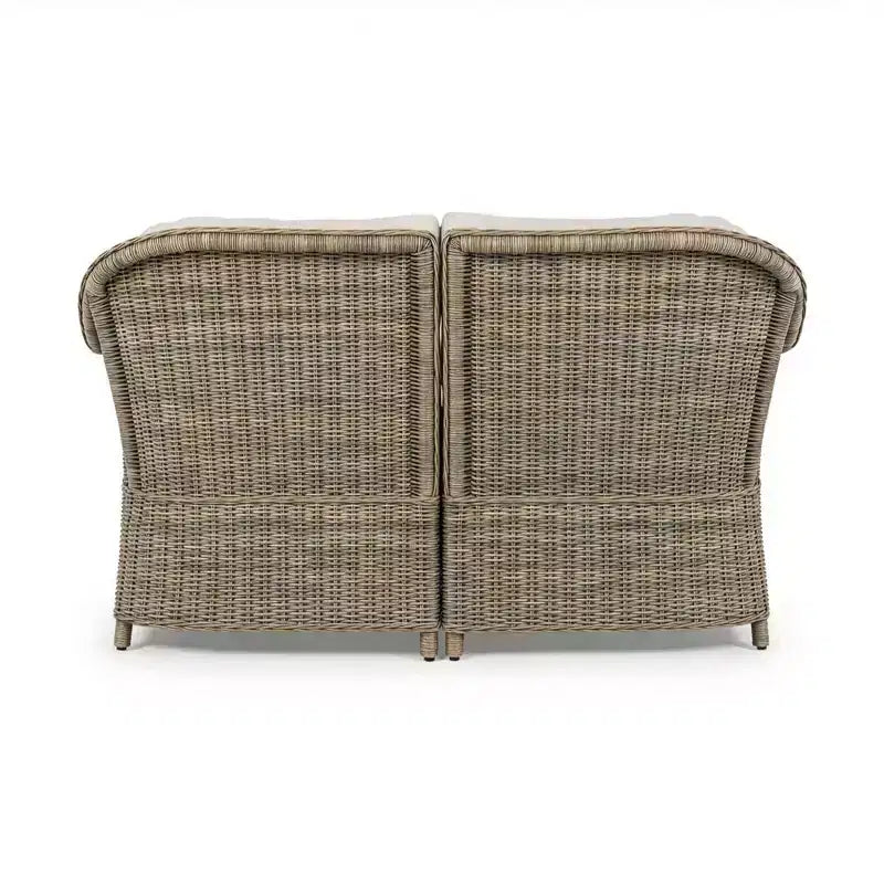 Canapé de patio en rotin tressé toutes saisons Martha Stewart, 2 chaises, table basse – Gris patiné