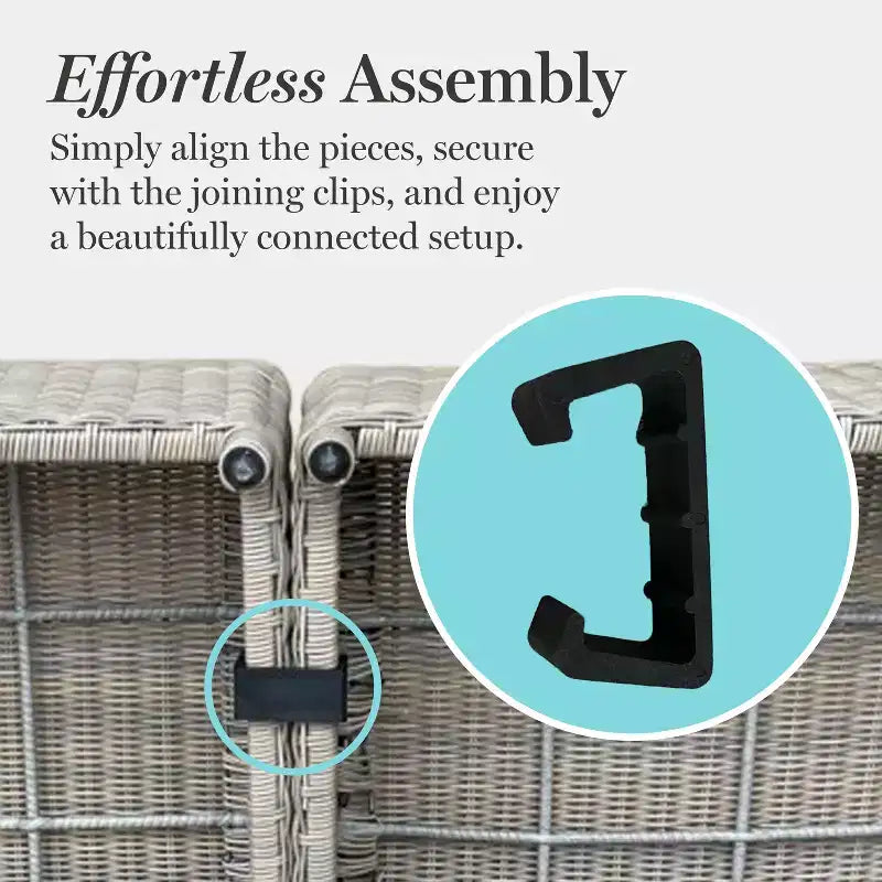 Canapé de patio en rotin tressé toutes saisons Martha Stewart, 2 chaises, table basse – Gris patiné