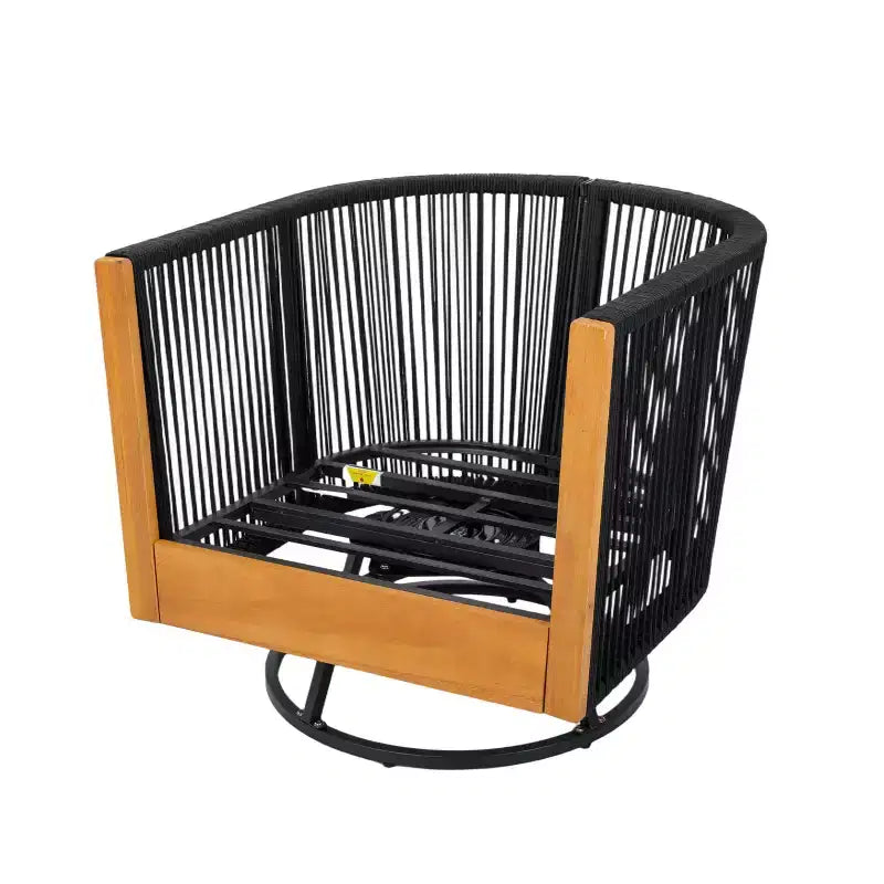Ensemble de chaises pivotantes de terrasse modernes Christopher Knight Home Suriya en acacia avec design en corde et table en métal