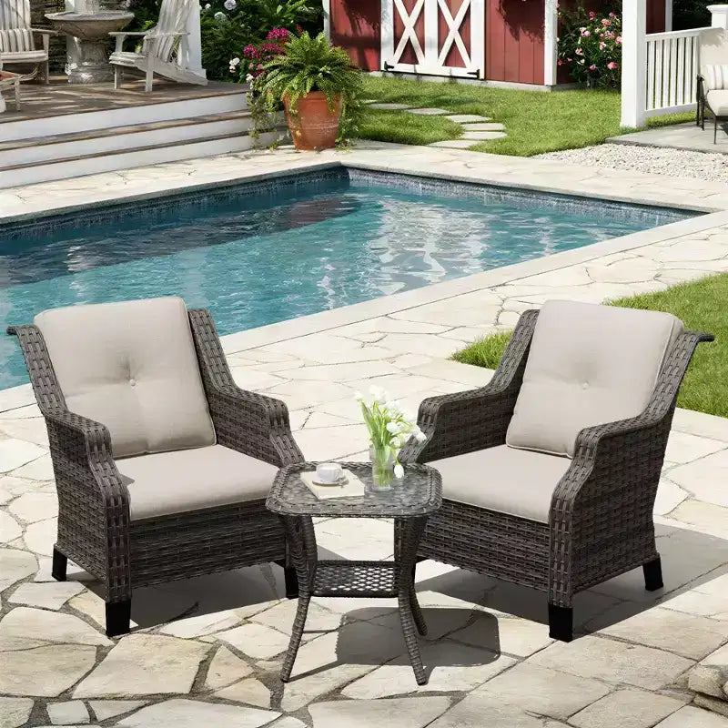 Salon de jardin d'extérieur haut de gamme UPTIOT avec chaises pivotantes et table basse