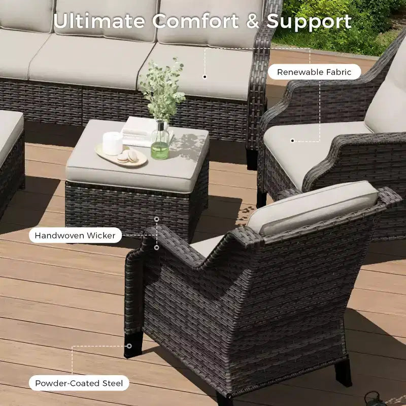 Salon de jardin d'extérieur haut de gamme UPTIOT avec chaises pivotantes et table basse