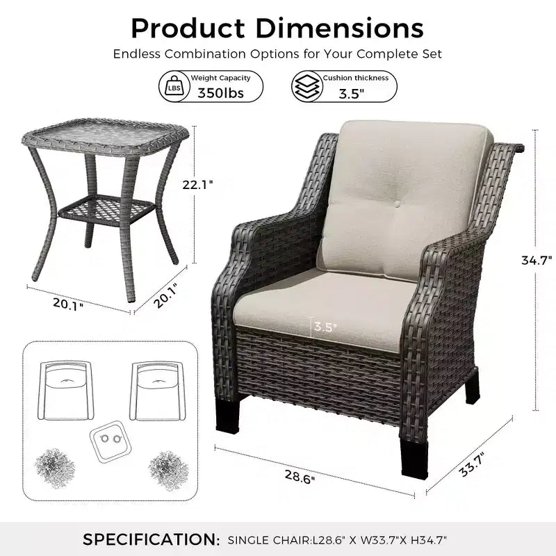 Salon de jardin d'extérieur haut de gamme UPTIOT avec chaises pivotantes et table basse