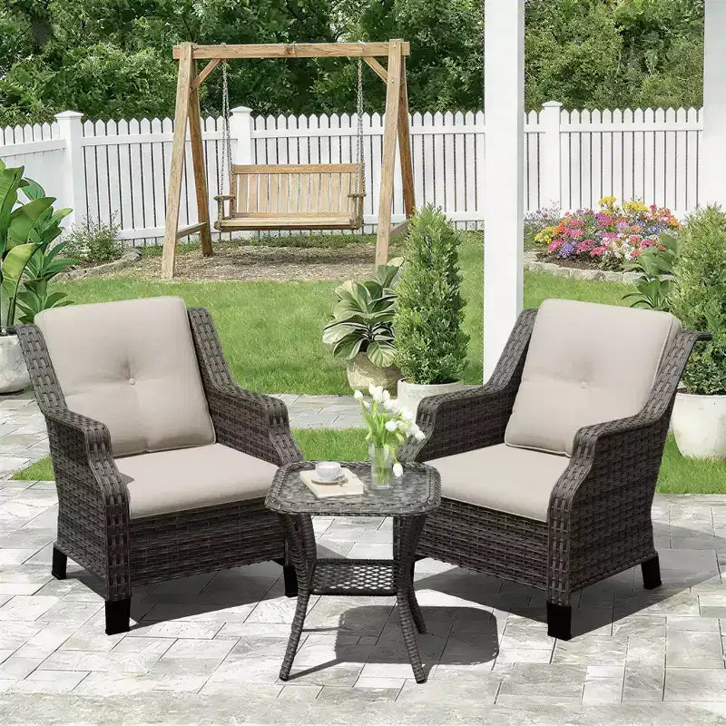 Salon de jardin d'extérieur haut de gamme UPTIOT avec chaises pivotantes et table basse