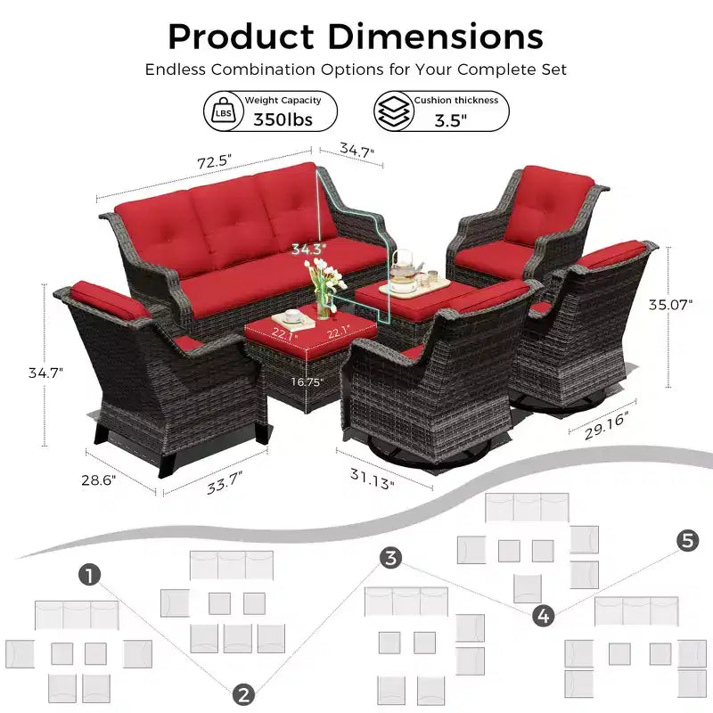 Ensemble de sièges modulaires d'extérieur haut de gamme UPTIOT avec canapé de salon et chaises