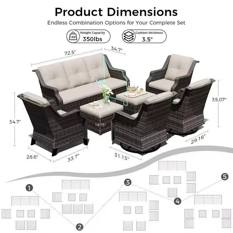 Ensemble de sièges modulaires d'extérieur haut de gamme UPTIOT avec canapé de salon et chaises