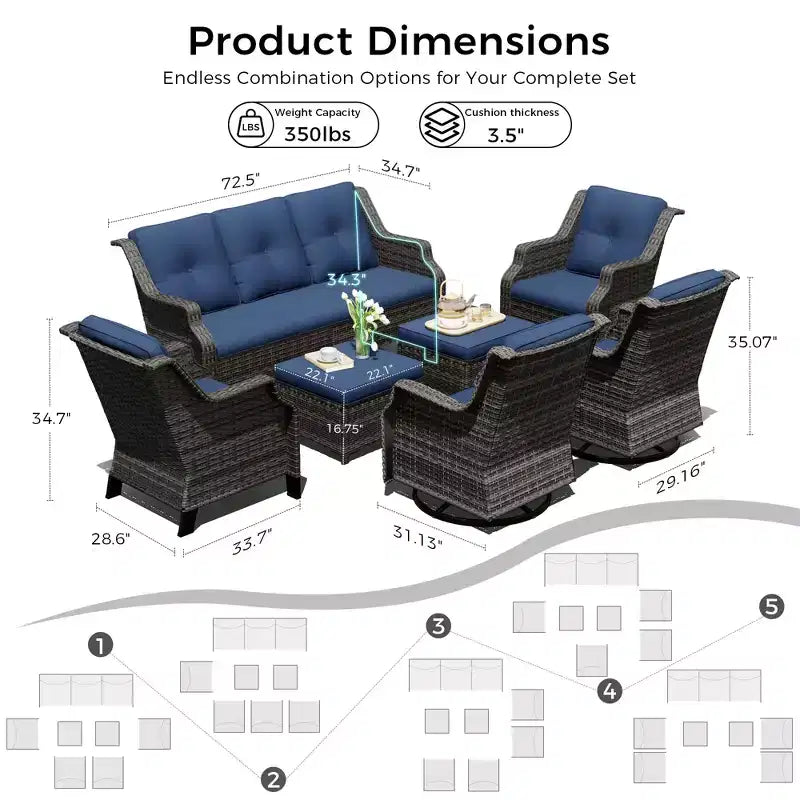 Ensemble de sièges modulaires d'extérieur haut de gamme UPTIOT avec canapé de salon et chaises