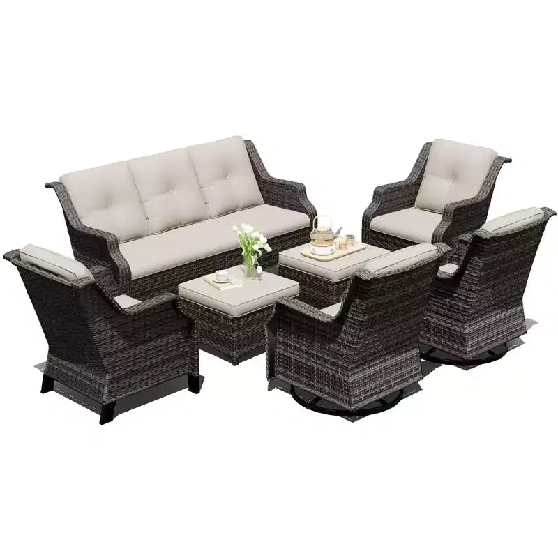 UPTIOT Premium Outdoor Modular Seating Set with Lounge Sofa and Chairs