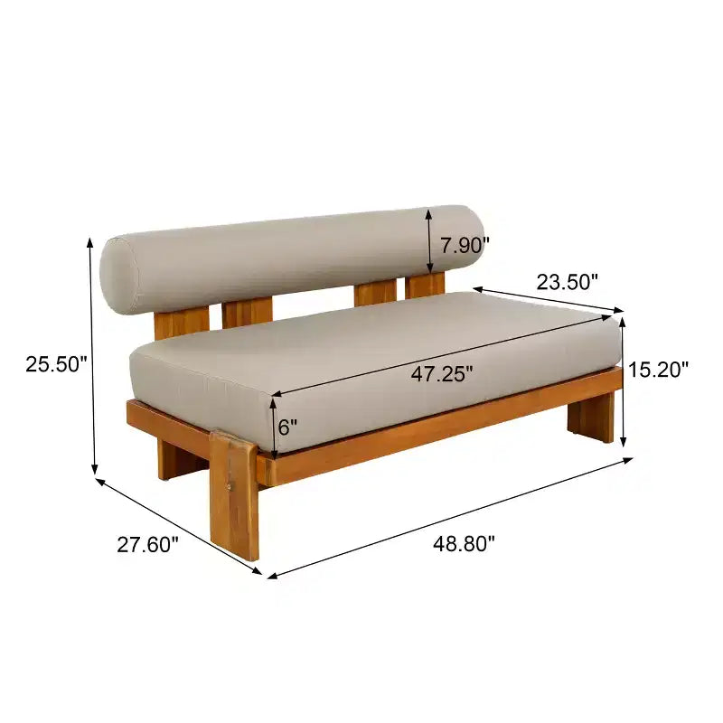 Christopher Knight Home Ishaan Ensemble de patio moderne 2 pièces avec causeuse rembourrée en acacia et table basse à lattes