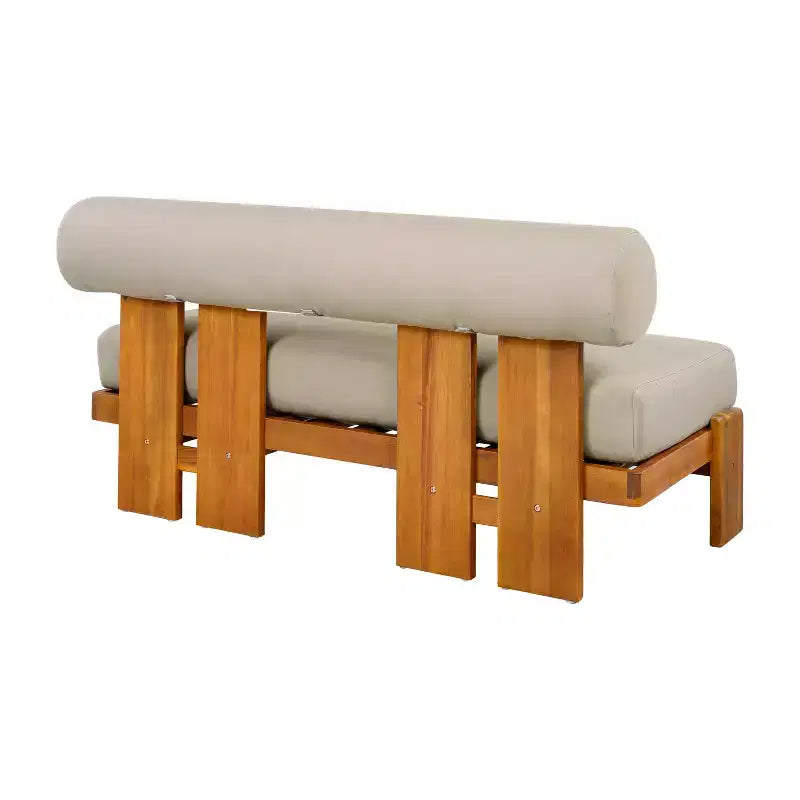 Christopher Knight Home Ishaan Ensemble de patio moderne 2 pièces avec causeuse rembourrée en acacia et table basse à lattes