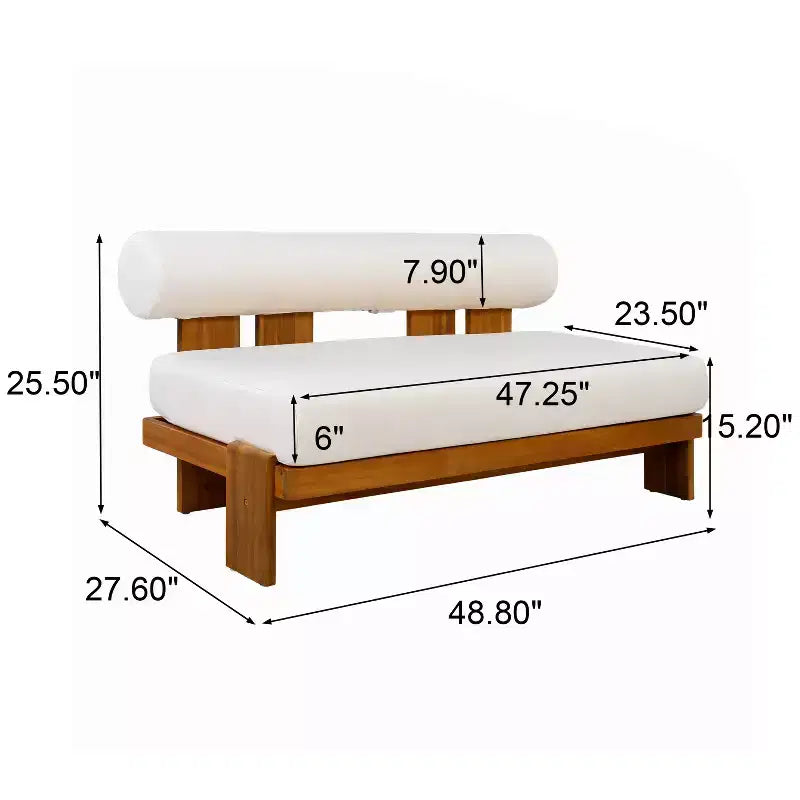 Christopher Knight Home Ishaan Ensemble de patio moderne 2 pièces avec causeuse rembourrée en acacia et table basse à lattes