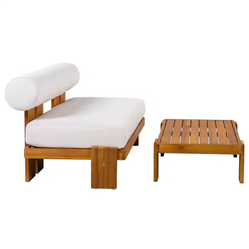 Christopher Knight Home Ishaan Ensemble de patio moderne 2 pièces avec causeuse rembourrée en acacia et table basse à lattes