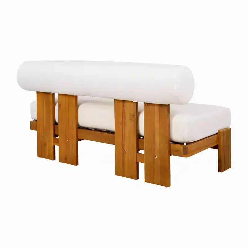 Christopher Knight Home Ishaan Ensemble de patio moderne 2 pièces avec causeuse rembourrée en acacia et table basse à lattes
