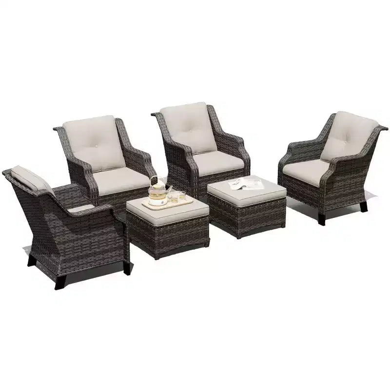 Ensemble modulaire 4 chaises et 2 poufs UPTIOT