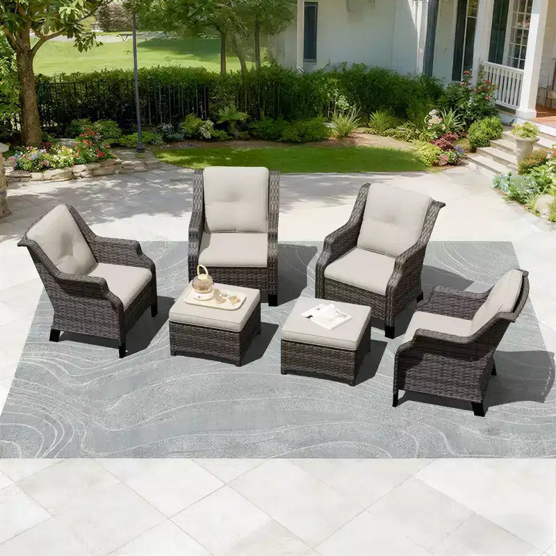 Ensemble modulaire 4 chaises et 2 poufs UPTIOT