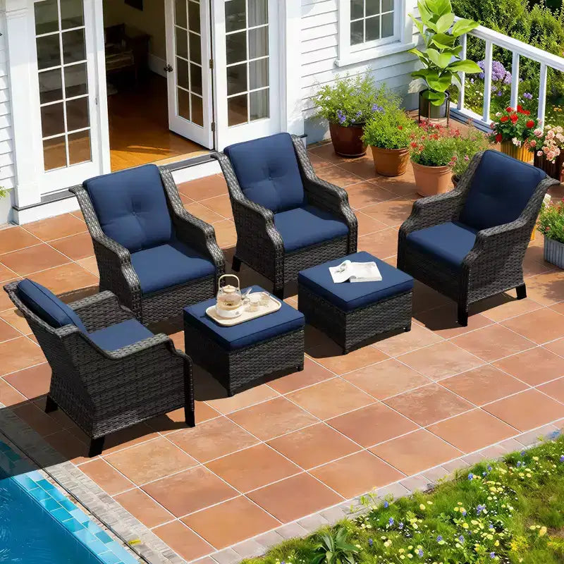 Ensemble modulaire 4 chaises et 2 poufs UPTIOT