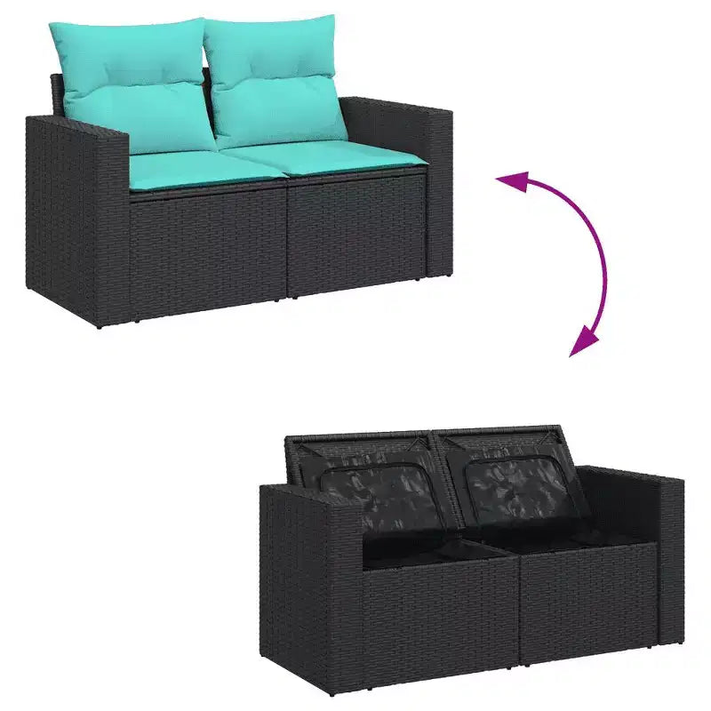 vidaXL Ensemble de canapés de jardin 7 pièces avec coussins, résine tressée